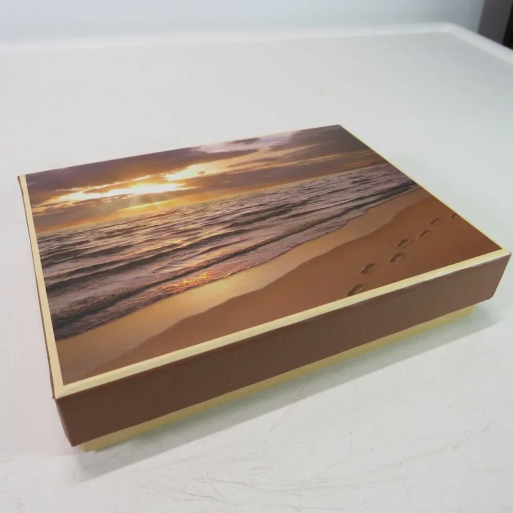 ocean coastal sunset beach note cards with decorative box